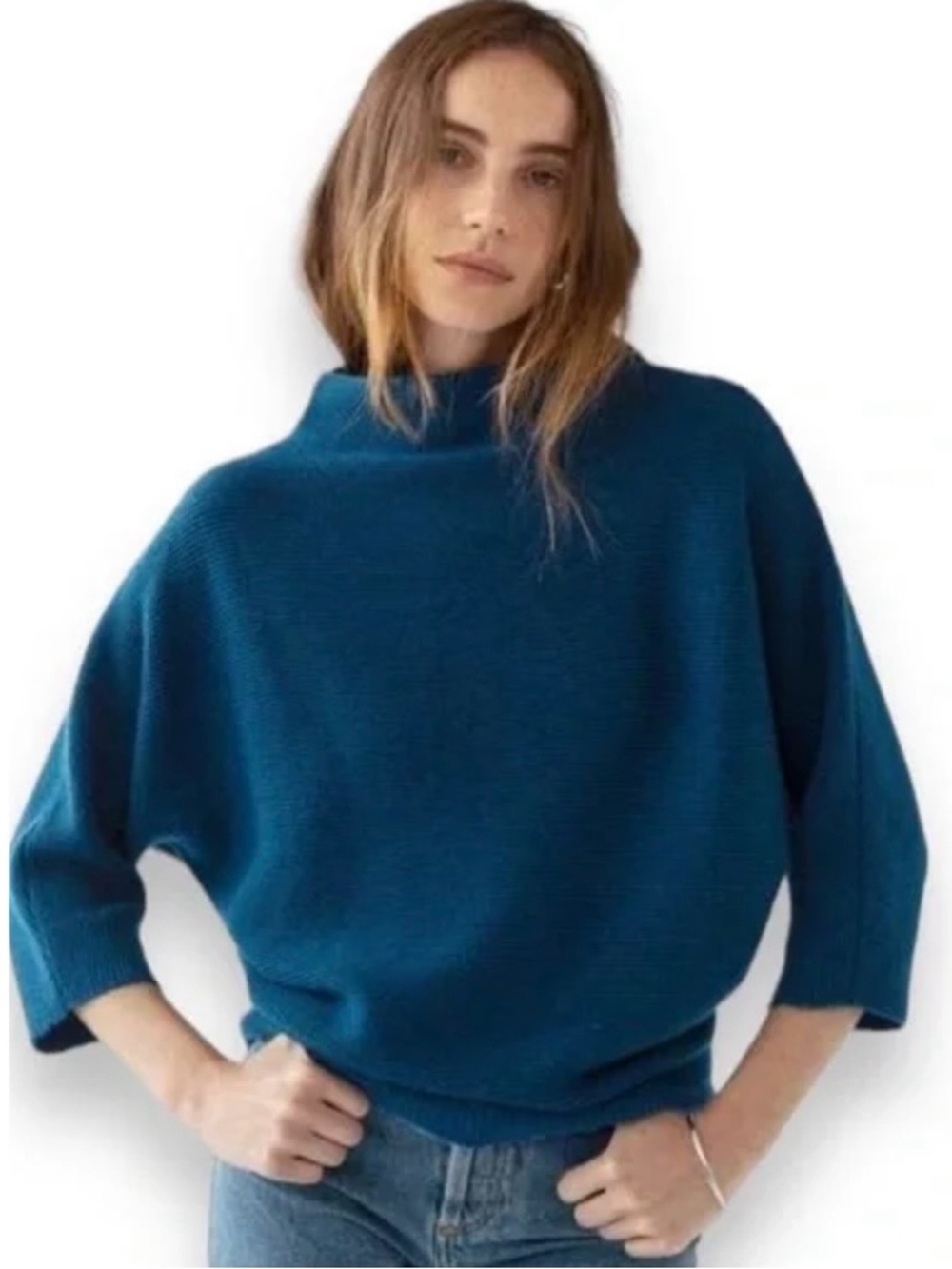The Reset R Label Dutch Blue Funnel Neck Dolman Sweater